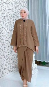 Set Rok Blouse Nania 2in1 One Setrok Nania Motif Bordir Terbaru Set Rok Lilit Bordir Stelan Rok Alexa Crepe Bordir Kekinian