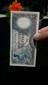 Uang Kuno Lama Koleksi 10 Rupiah Pekerja Tangan 1958