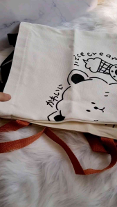 Canvas Bag Bear Shoulder Bag with Zip Tuition Bag for students Tuition Bag for kids Tuisyen Sekolah