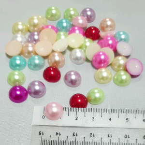 มุกครึ่งซีก มุกซีก 12 มิล (50 ชิ้น 100 ชิ้น ) มุกคละสี มุก ของตกแต่งงานฝีมือ วัสดุพลาสติก