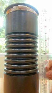 ท่อเฟร็กยาง ขนาดเส้นผ่าศูนย์กลาง 4 นิ้วครึ่ง ยาว 12 นิ้วพร้อมสายรัดสแตนเลสรัดหัวท้าย