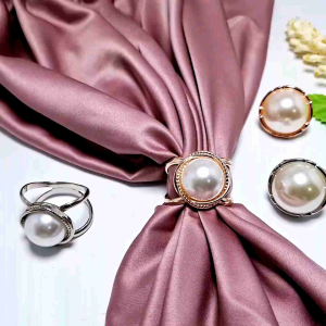 Bros ring jilbab Mutiara imitasi Bulat