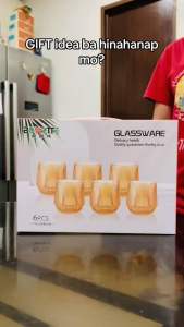 Diamond Shape Pebble Textured Glasses - Set of 6 - 310 ml Capacity - Amber Color - Drinkware
