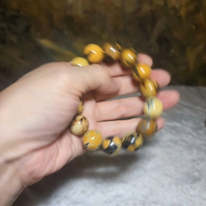 Gegegems Collection 16mm+ Premium natural untreated Hubei Turquoise Cai Zi Huang high density smooth surface round beads bracelet