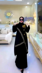 Hana Muslim Gamis Abaya Bordir Anggrek Dada Fashion Muslimah