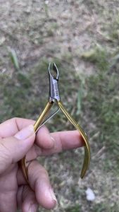 (004)jaw-15(เวียดนาม)ปากยาว5mm (สีทอง)กรรไกรตัดหนังเวียดนาม