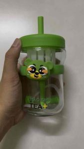 Ly thuỷ tinh có lọc trà & pin gấu