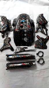 TUTUP MESIN HONDA CRF 150L CARBON CELUP WTP MOTIP BLUERED FULLSET 4 PCS