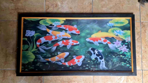 Hiasan Dinding Plus Bingkai Uk:100cm x 50cm Lukisan Cetak Ikan Koi