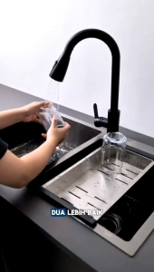 Paket Kran Sink Stainless & Bak Cuci Piring 8245 Hitam Model ONAN