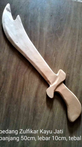 Pedang Zulfikar Kayu Jati Alat Peraga Latihan Silat Beladiri/Pedang Mainan/Pedang Tradisional/Pedang Pusaka/Pedang Pentas Seni/