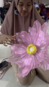 Bunga Teratai Giant Flower Bunga Hiasan Kain Organdi Model Bunga Teratai Dekorasi Pelaminan diameter 40cm