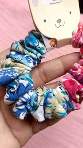 scrunchies ผ้ามัดผม ทูโทน ผ้าคอตตอนผสมลินินขนาดวงกว้างสำหรับคนผมปกติถึงผมหนา#1