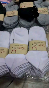 ถุงเท้าข้อสั้น ข้อเว้า ZAZA เนื้อหนานุ่ม เนื้อCotton 1 แพค มี 12 คู่ คละสี ใส่นิ่ม สบายเท้า