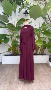 Pakaian Muslim Wanita: Set Abaya Gamis Ceruti & Hijab Pashmina