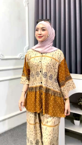 SETELAN CELANA KULOT JUMBO RAYON MOTIF BAJU DEWASA WANITA ONE SET ADEM BUSUI FRIENDLY AMAREL DAILY
