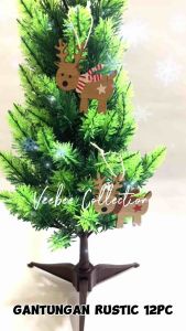 Hiasan Natal Rustic kayu 12pc | Hiasan Hampers Kayu | Wooden Christmas Ornaments