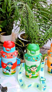 Bình nước nhựa lúa mạch 430ml có ống hút và dây đeo