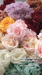 SFS - BUNGA PALSU MAWAR PREMIUM CABANG 9 ARTIFICIAL FLOWER DECORATION DEKORASI BACKDROP BUNGA IMITASI BUNGA HIAS BUNGA KAIN BUNGA MAWAR MEKAR