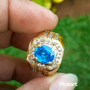 CINCIN BATU BLUE TOPAZ SUPER MEWAH