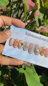 แอลมอนด์ยาวกลาง ที่ดีที่สุด ติดอะไหล่หวานๆ เล็บปลอมเจลแท้ เล็บปลอม แถมฟรีกาว+ตะไบ รหัส 149