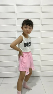 Setelan Anak Perempuan Import Tanpa Lengan Nice Short Pants Pinggang Karet Kekinian Fashionable