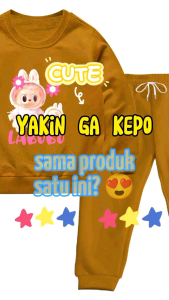 Stelan joger anak Labubu berempat Karakter lucu Fashion Switer Perempuan Sweater Celana