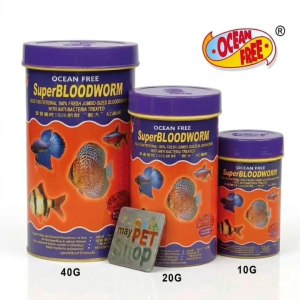 Ocean Free Super Bloodworm Fish Food - Premium Freeze-Dried Bloodworms for Discus Betta and Tropical Fish (10g 20g 40g)