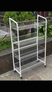 Kệ để đồ ăn vặt/Kệ để bánh mỳ/Kệ trưng bày hàng có bánh xe ( Cao 1m2 x Dài 70cm)