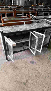 ตู้ครัวอลูมิเนียมเตี้ย 80-100-120-150 CM สีชา/สีขาว/สีไม้