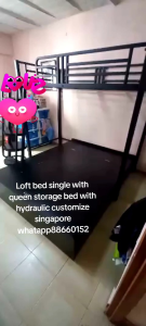 Single loft bed with queen size storage hydraulic bed frame customize singapore
