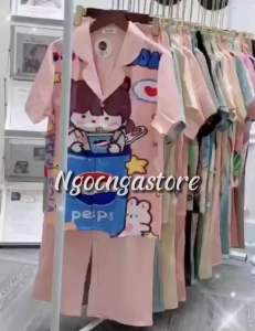 Pijama Lụa Xước ánh kim hoạt hình 3D mềm mại phom dáng chuẩn dễ thương hợp thời trang bạn gái.