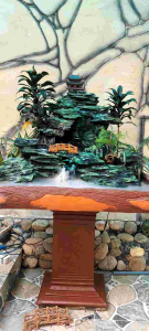 Hòn non bộ thác nước sinh động trang trí bể cá hồ cá ngoài trời dài 80cm cao 60cm