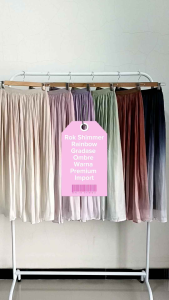 RAINBOW - Rok Shimmer Gradasi Ombre Warna Silk Panjang Premium Import