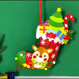 Ready stock/Big size DIY Christmas socks Non-woven Xmas stocking/Kids art and craft/Xmas ornament/Non-woven DIY Christmas socks for children 圣诞袜大号