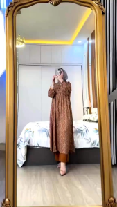 Setelan Tunik Tania Rayon Diamond Busui Kancing