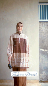 Baju Lebaran Dari Enter Elvira One Set Gratis Hijab Motif Terbaru Atasan Bawahan Panjang Model Terlaris