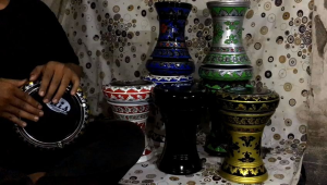 Darbuka 6inch biru hitam/ Dumbuk batu mainan anak
