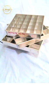 LOYANG ALUMINIUM SEGI SEKAT UK 18x18x4 CM ISI 25 # 20x20x4 CM ISI 20 # 20x20x4 CM ISI 25 # 22x22x4 ISI 20 # 24x24x4 CM ISI 24 / LOYANG KUE SEGI SEKAT ALUMUNIUM / LOYANG KUE BROWNIES SEKAT ALUMUNIUM