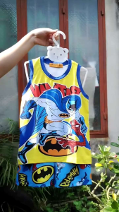 10-42kg Đồ bộ bé trai quần đùi áo ba lỗ thun lạnh in họa tiết hoạt hình siêu nhân ngầu đẹp