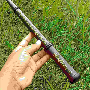 Tongkat komando kayu galih asem serat natural alami tenggelam di air panjang ±35 cm ukir hizib