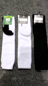 Kaos Kaki Panjang Real Selutut Putih Telapak Hitam