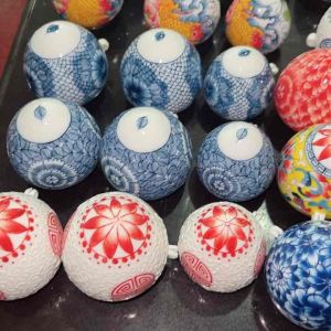 Cóng sứ đựng thức ăn cho chim họa mi khướu mẫu vẽ thủ công gắn sẵn tai