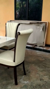 MEJA MAKAN MARMER SET 6 KURSI MEJA MAKAN VIRAL KAYU JATI KURSI JOK MEJA MAKAN VINTAGE MODERN BERKUALITAS