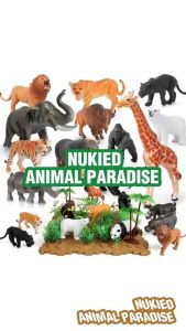 Nukied Animal Paradise Educational Toys For Children Safari Wild Animals Farm Toys girls boys gift set
