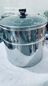 Dandang Bakso Stainles Kaca24cm Sekat 4 lengkap Ada centong capitnya Pegangan Anti Panas Bisa cod murah
