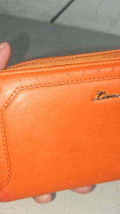 Preloved Lancetti Long Orange Zippered WalletGenuine Leather Wallet