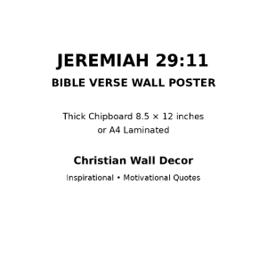 JEREMIAH 29:11 Bible Verse Wall Poster | Thick Chipboard 8.5x12 inches or A4 Laminated | NO FRAME | Christian Wall Decor | Inspirational Motivational Quotes