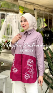 Baju Kemeja Kerja Wanita Terbaru Meytha Embroidery Shirt by Mdly