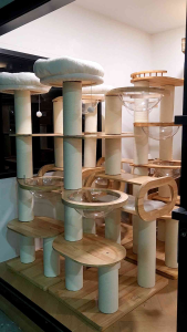 ส่งฟรี!! คอนโดไม้ยางพารา เสาใหญ่พิเศษ15ซม. สูง160ซม. คอนโดแมวสไตล์มินิมอล คอนโดแมวไม้จริง (A63)